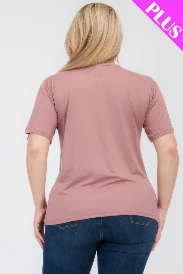 Plus Size Basic Short Sleeve T-shirt - | SmartBuyApparel