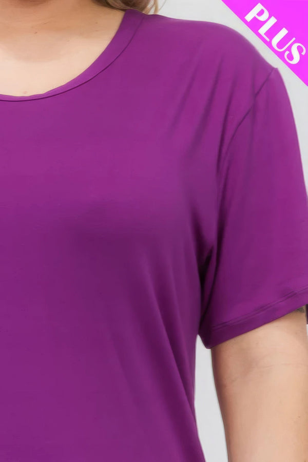 Plus Size Basic Short Sleeve T-shirt - | SmartBuyApparel
