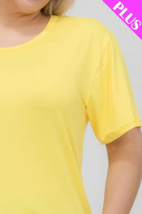Plus Size Basic Short Sleeve T-shirt - | SmartBuyApparel