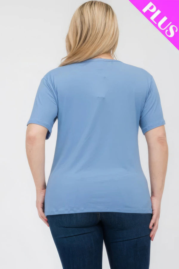 Plus Size Basic Short Sleeve T-shirt - | SmartBuyApparel