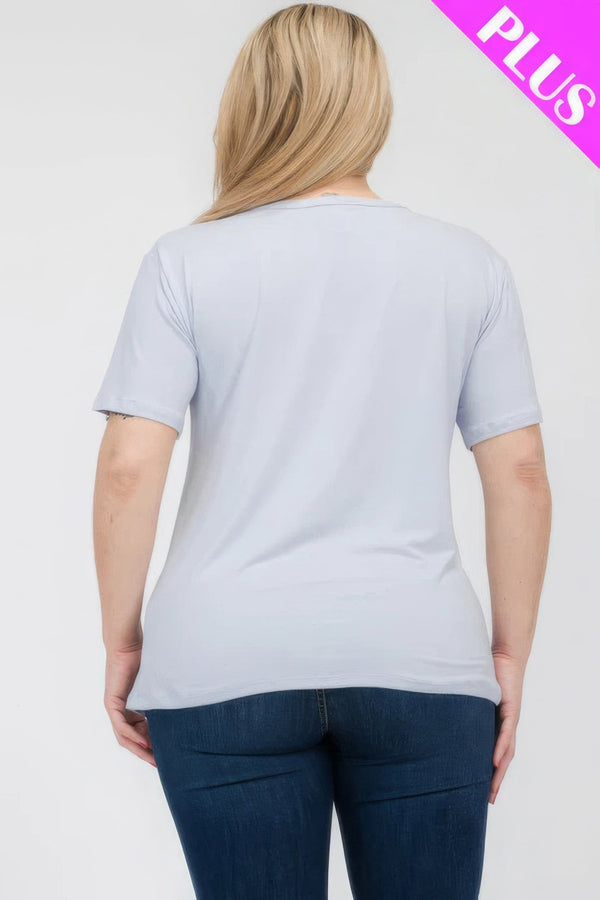 Plus Size Basic Short Sleeve T-shirt - | SmartBuyApparel