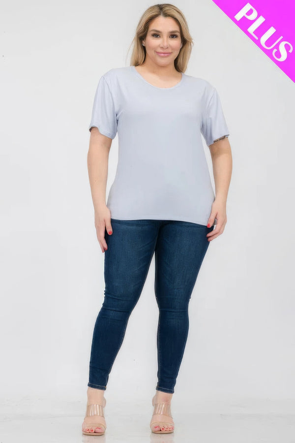 Plus Size Basic Short Sleeve T-shirt - | SmartBuyApparel