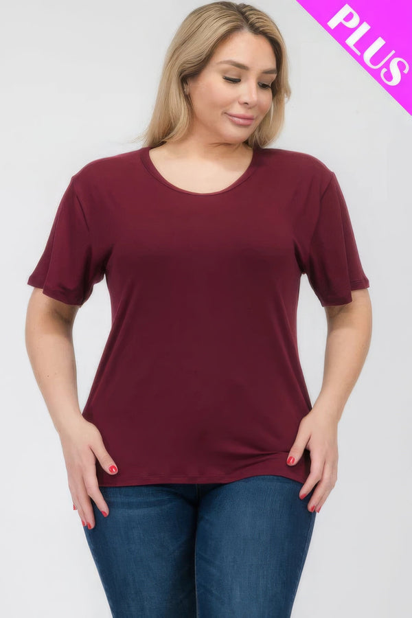 Plus Size Basic Short Sleeve T-shirt - | SmartBuyApparel