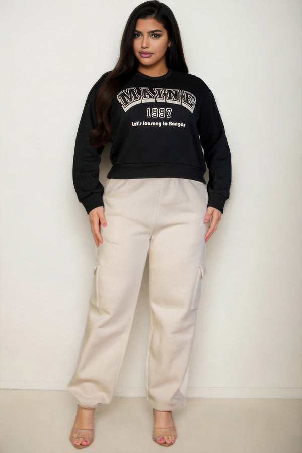 Plus Size Graphic Drop Shoulder Sweatshirt - women's sweatshirt - SmartBuyApparel