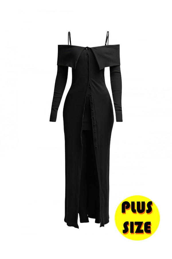 Plus Size Long Length Top & Skirt Leggings Set - | SmartBuyApparel