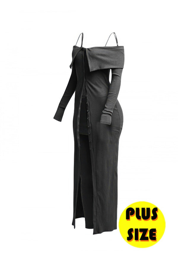 Plus Size Long Length Top & Skirt Leggings Set - | SmartBuyApparel