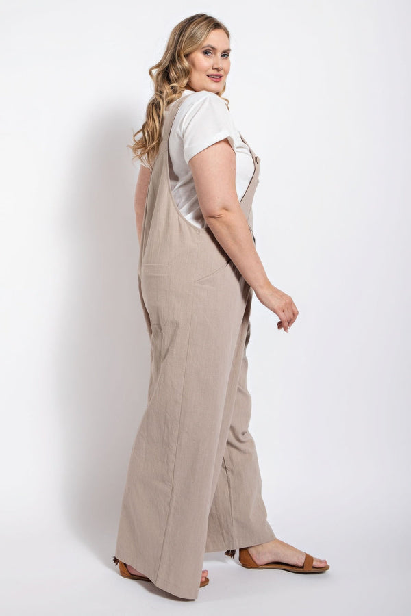 Plus size pintuck detail overall with side pockets - Women's overall - SmartBuyApparel