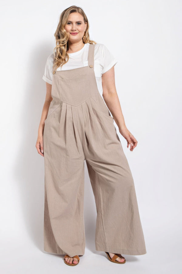 Plus size pintuck detail overall with side pockets - Women's overall - SmartBuyApparel