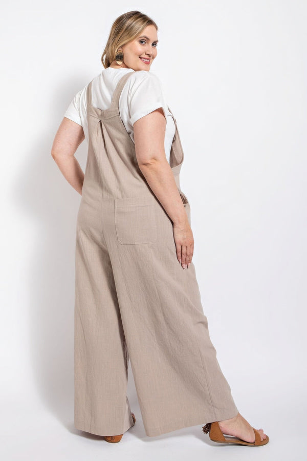 Plus size pintuck detail overall with side pockets - Women's overall - SmartBuyApparel