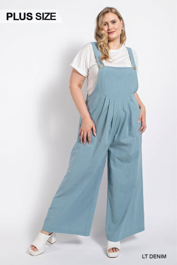 Plus size pintuck detail overall with side pockets - Women's overall - SmartBuyApparel