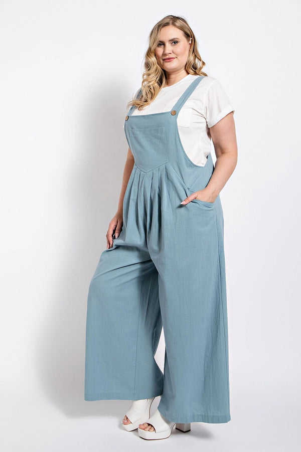 Plus size pintuck detail overall with side pockets - Women's overall - SmartBuyApparel