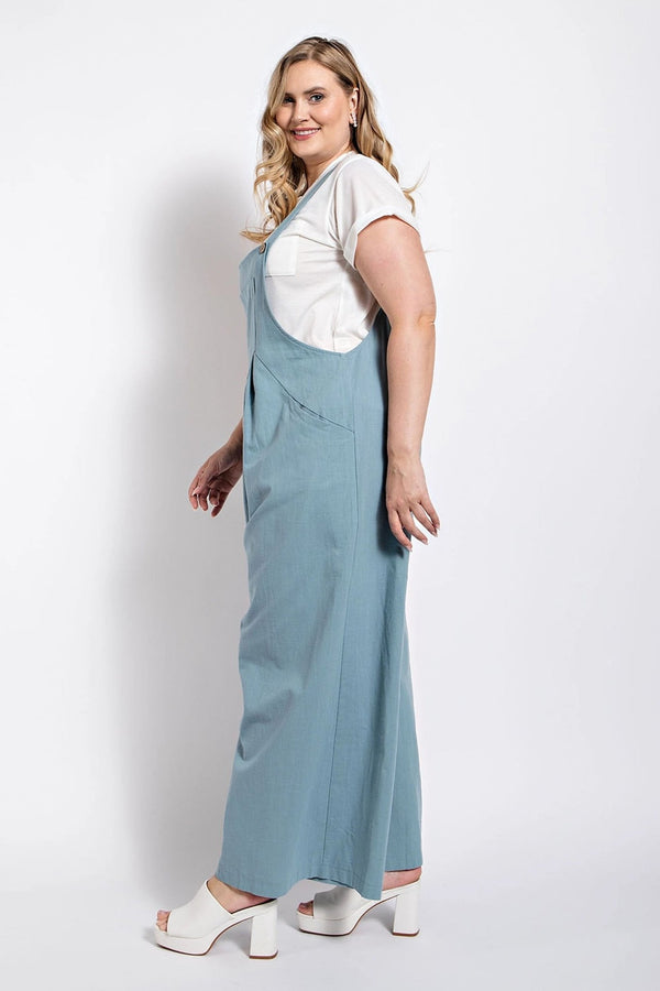 Plus size pintuck detail overall with side pockets - Women's overall - SmartBuyApparel