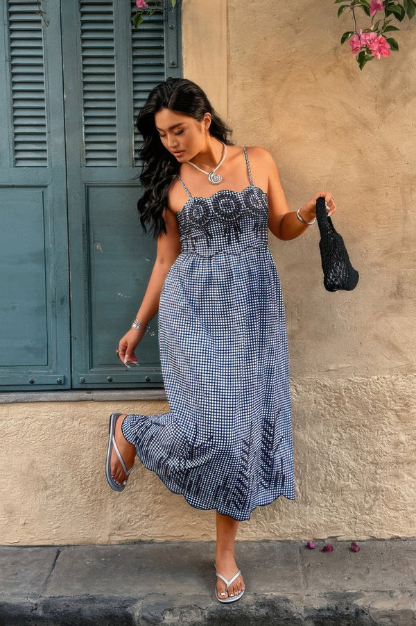 Plus Size Plaid Backless Hollow Out Strap Dress - | SmartBuyApparel