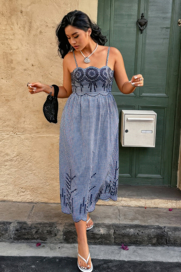 Plus Size Plaid Backless Hollow Out Strap Dress - | SmartBuyApparel