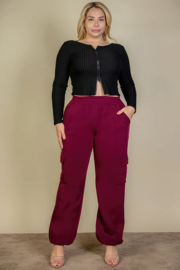 Plus Size Side Pocket Drawstring Waist Sweatpants - Pants - SmartBuyApparel