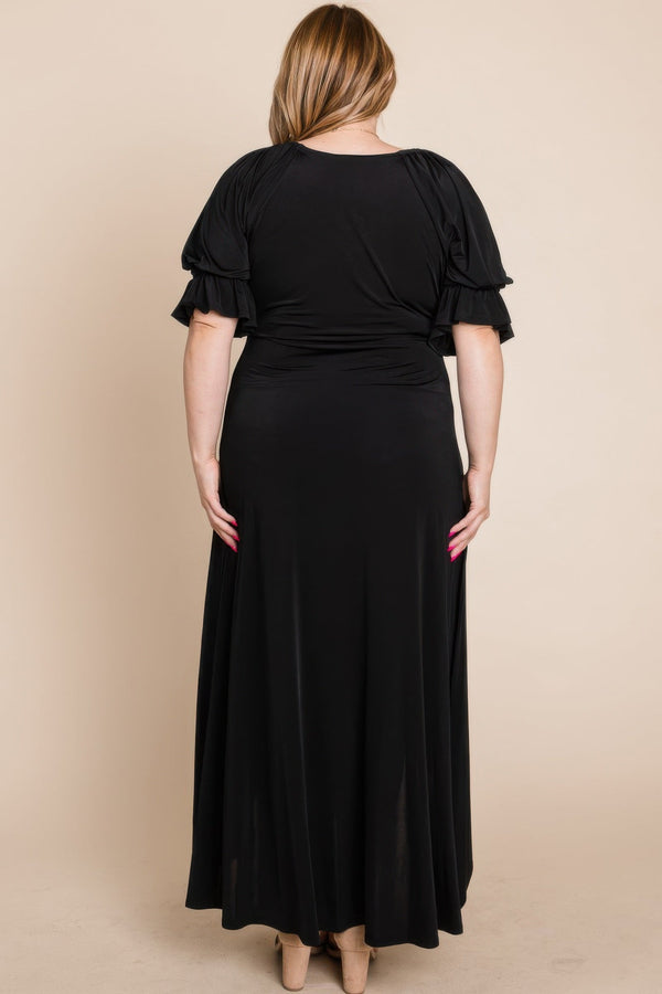 Plus Size Solid Venezia Faux Wrap Maxi Dress - | SmartBuyApparel