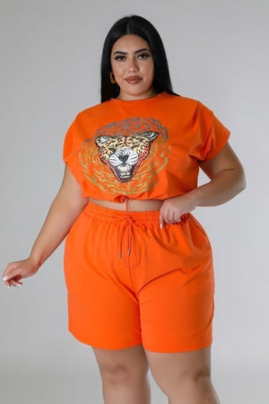 Plus Size Stretch Short Set - Women's set - SmartBuyApparel
