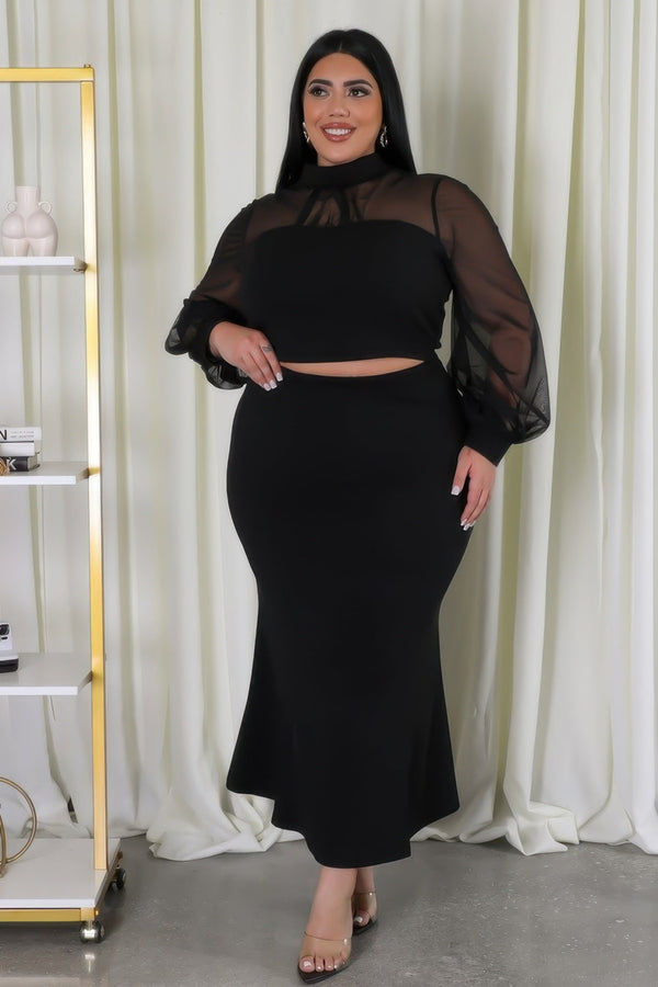 Plus Size Stretch Skirt Set - Women's set - SmartBuyApparel