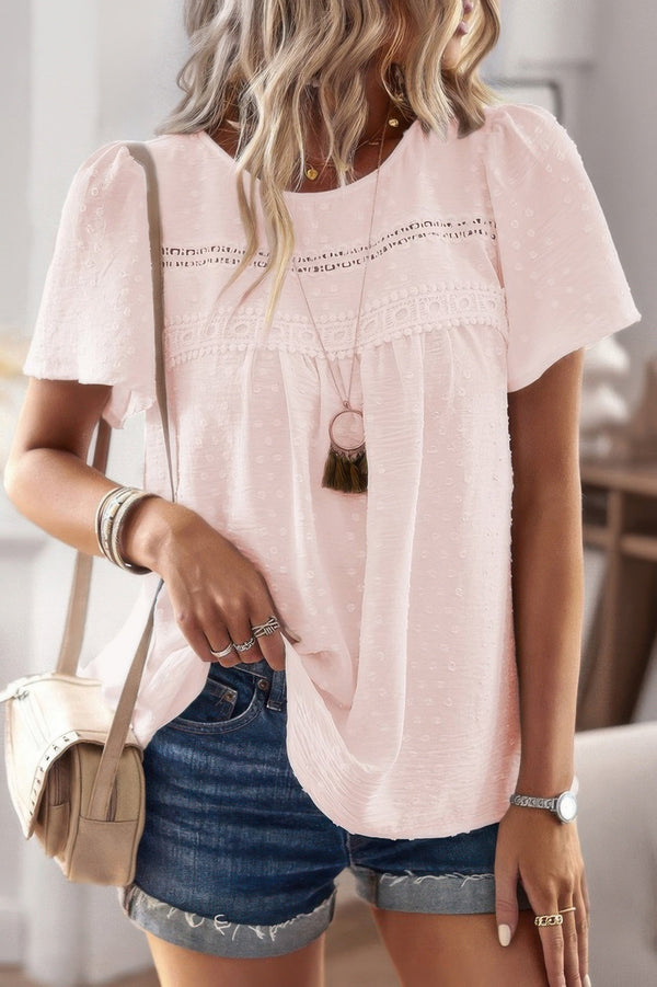 Plus Size Temperament Solid Short Sleeves Top - | SmartBuyApparel