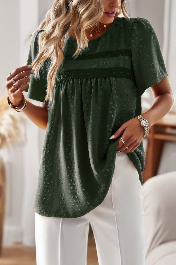 Plus Size Temperament Solid Short Sleeves Top - | SmartBuyApparel