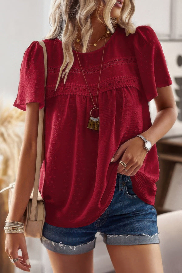 Plus Size Temperament Solid Short Sleeves Top - | SmartBuyApparel