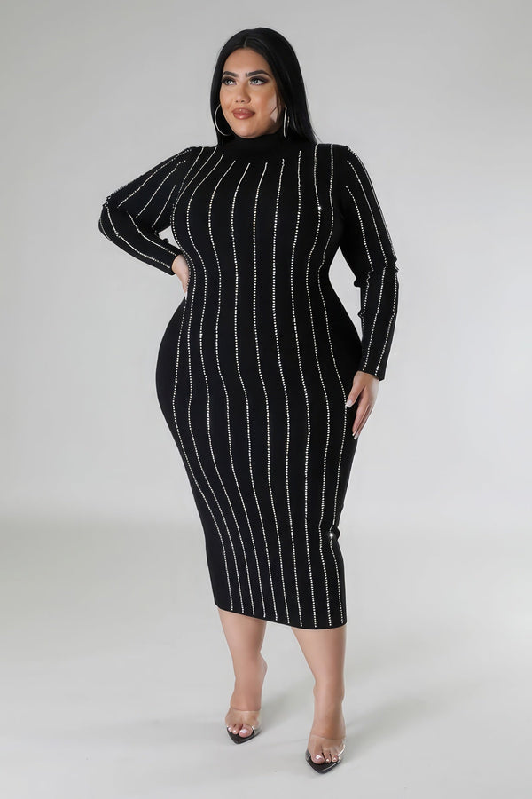 Plus Size Turtle Neck Stretch Dress - Dress - SmartBuyApparel