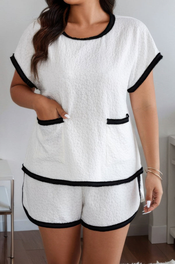 Plus Size Two Pieces Pocket Elastic Waist Sets - | SmartBuyApparel