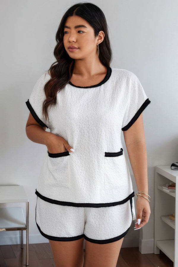 Plus Size Two Pieces Pocket Elastic Waist Sets - | SmartBuyApparel