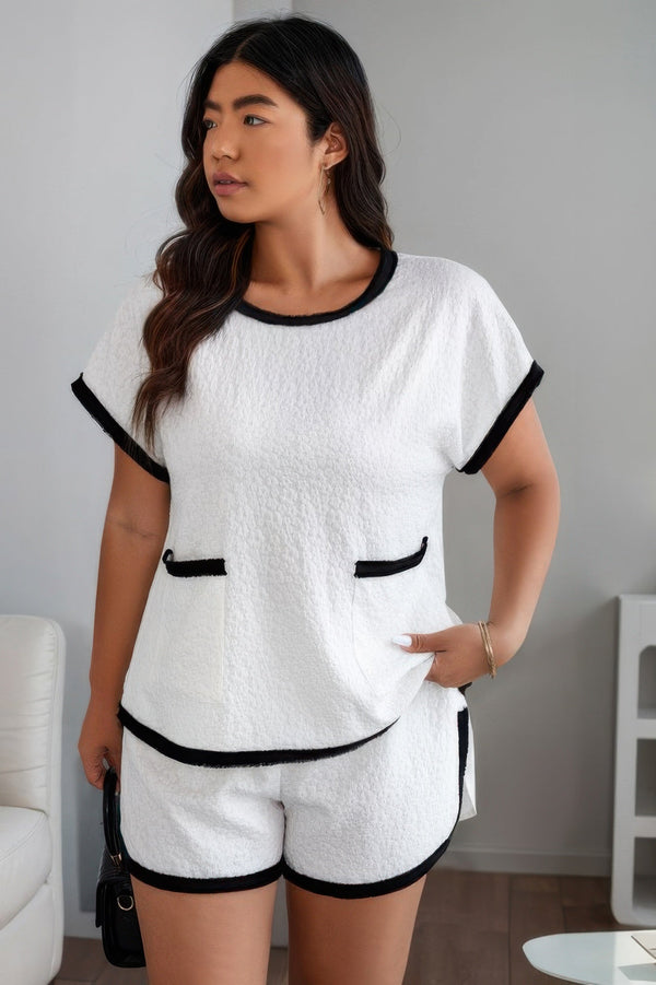 Plus Size Two Pieces Pocket Elastic Waist Sets - | SmartBuyApparel