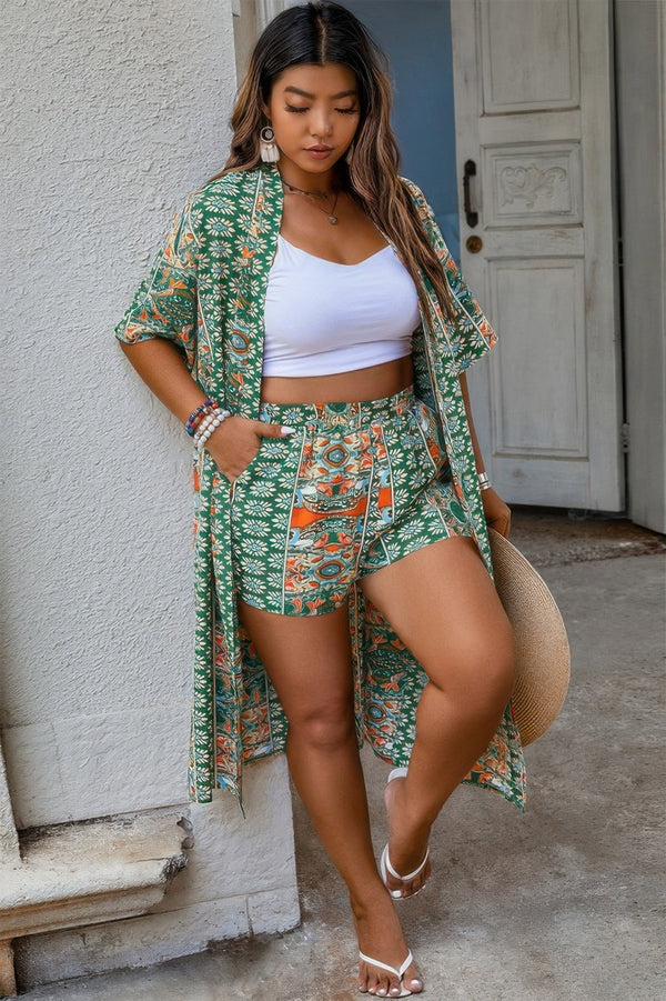 Plus Size Two Pieces Printed Elastic Waist Sets - | SmartBuyApparel