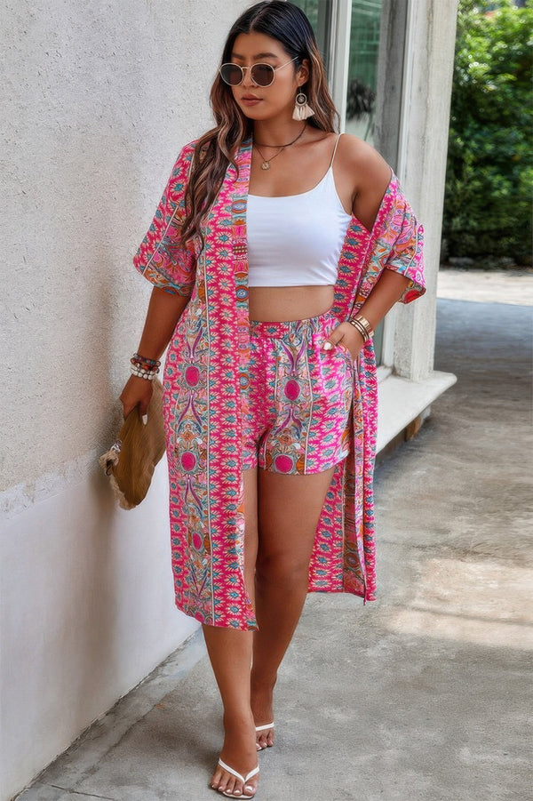 Plus Size Two Pieces Printed Elastic Waist Sets - | SmartBuyApparel