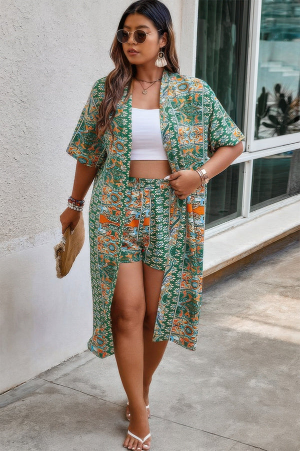 Plus Size Two Pieces Printed Elastic Waist Sets - | SmartBuyApparel