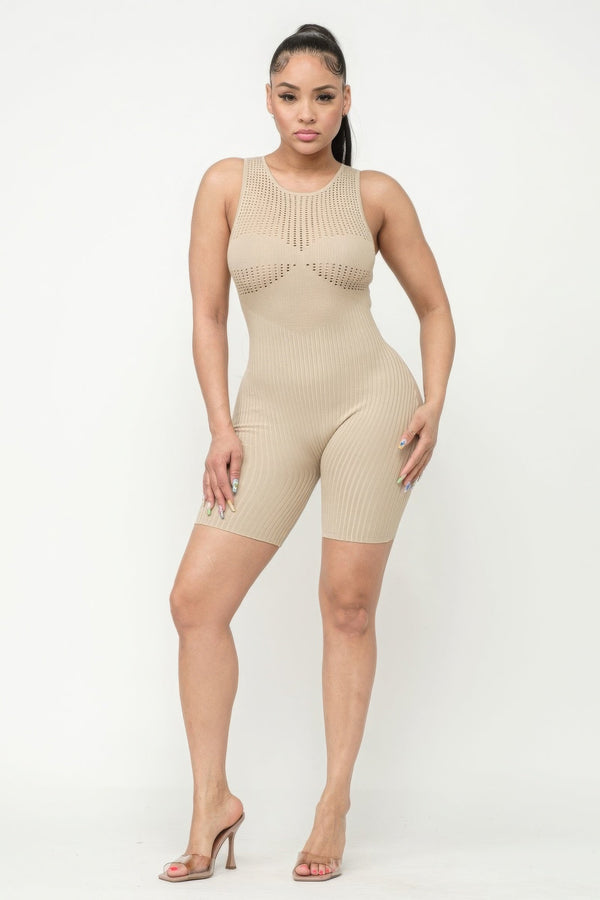 Pointelle Stitch Romper - Romper - SmartBuyApparel