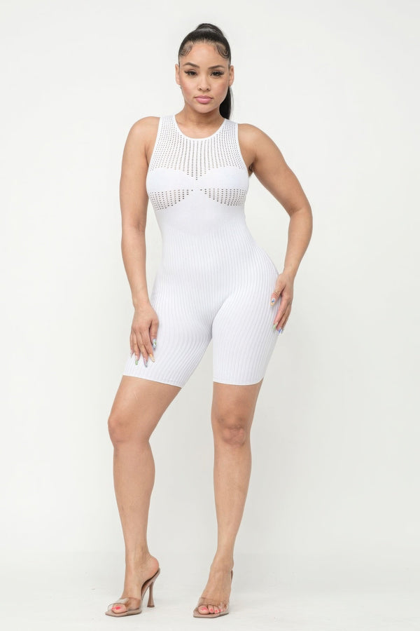 Pointelle Stitch Romper - Romper - SmartBuyApparel