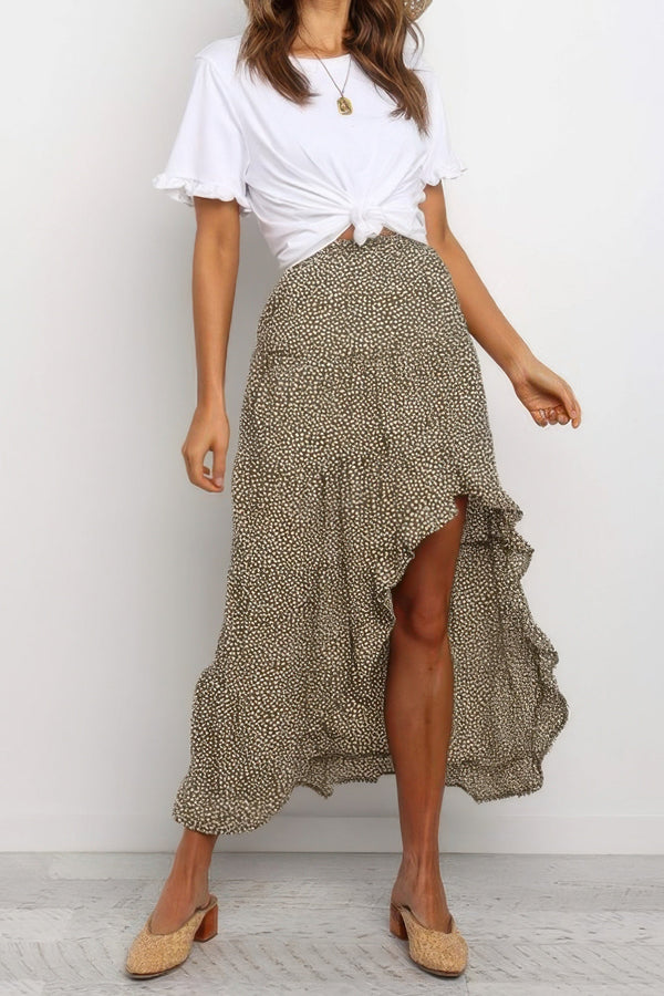Polka Dot Ruffled Maxi Skirts - | SmartBuyApparel