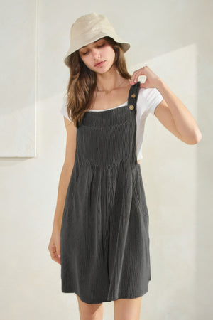 Prime Ribbed Knit Overall Romper - Romper - SmartBuyApparel