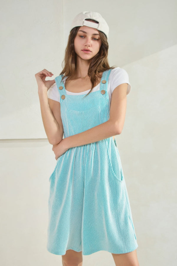 Prime Ribbed Knit Overall Romper - Romper - SmartBuyApparel