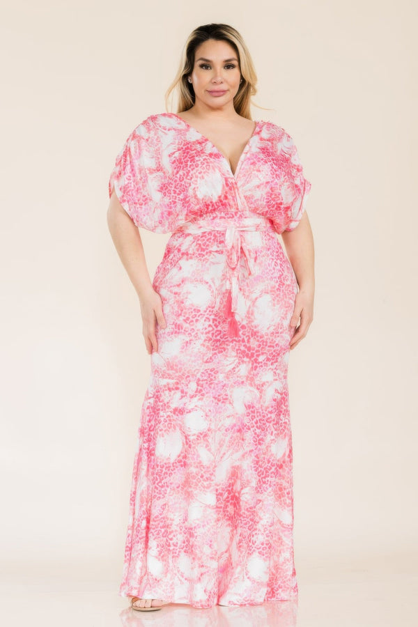 Printed Venesia Tie Waist Mermaid Maxi Dress - Dress - SmartBuyApparel