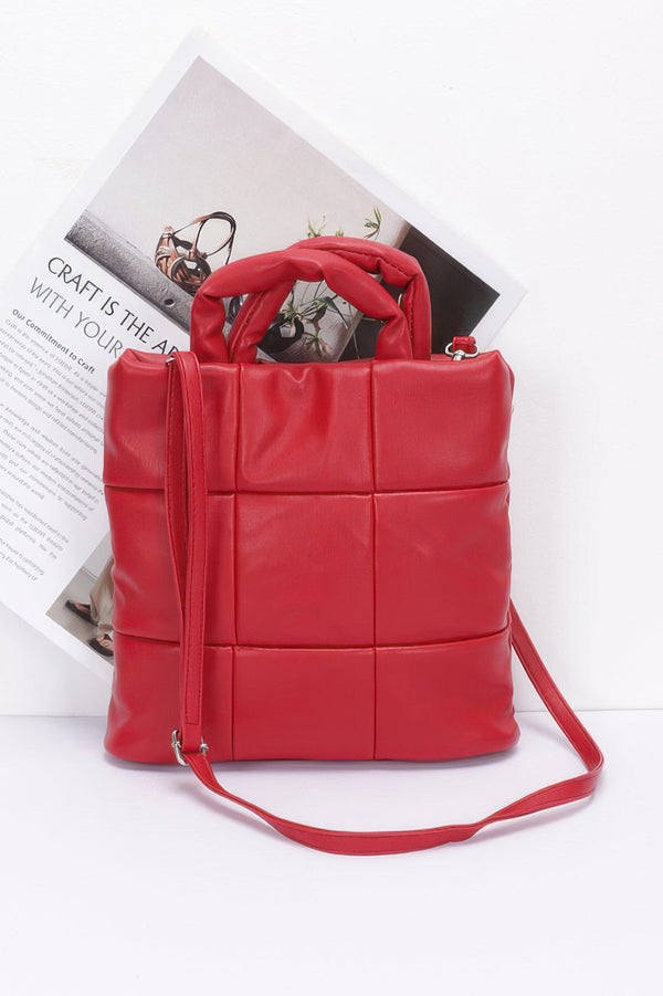 Quilted Faux Leather Padded Tote Bag - | SmartBuyApparel