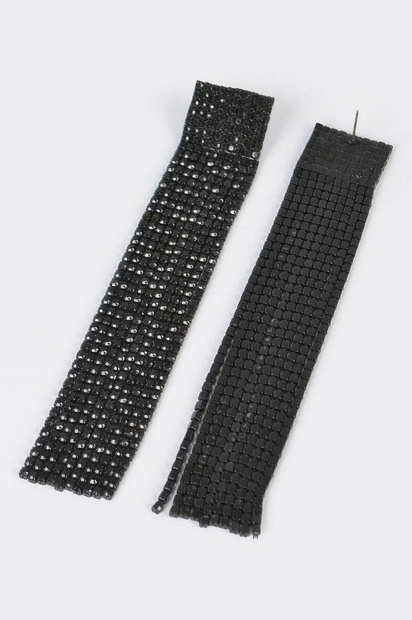 Rhinestone Curtain Drop Earrings - | SmartBuyApparel