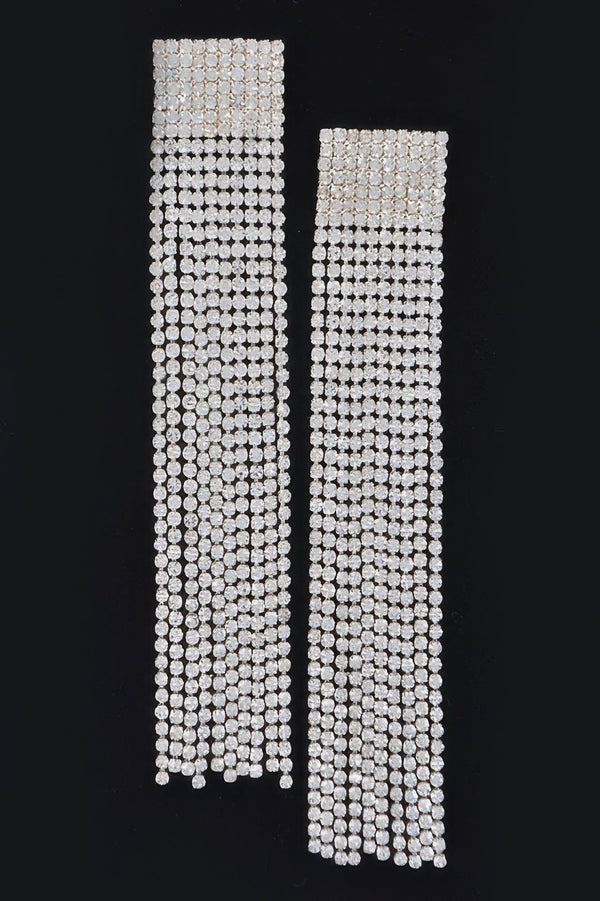 Rhinestone Curtain Drop Earrings - | SmartBuyApparel