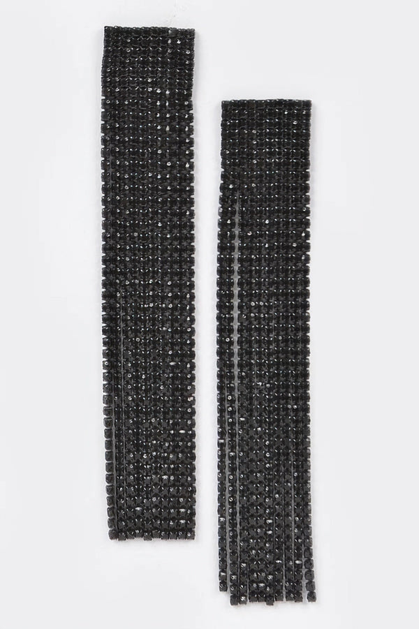 Rhinestone Curtain Drop Earrings - | SmartBuyApparel
