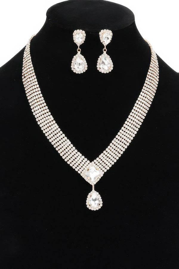 Rhinestone Necklace Set - Jewelry - SmartBuyApparel