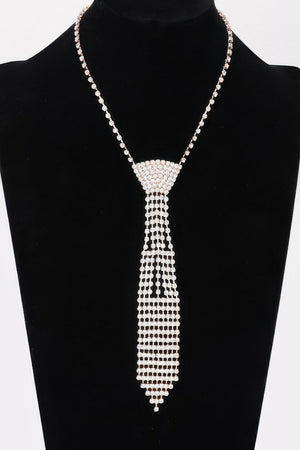Rhinestone Necktie Necklace - | SmartBuyApparel