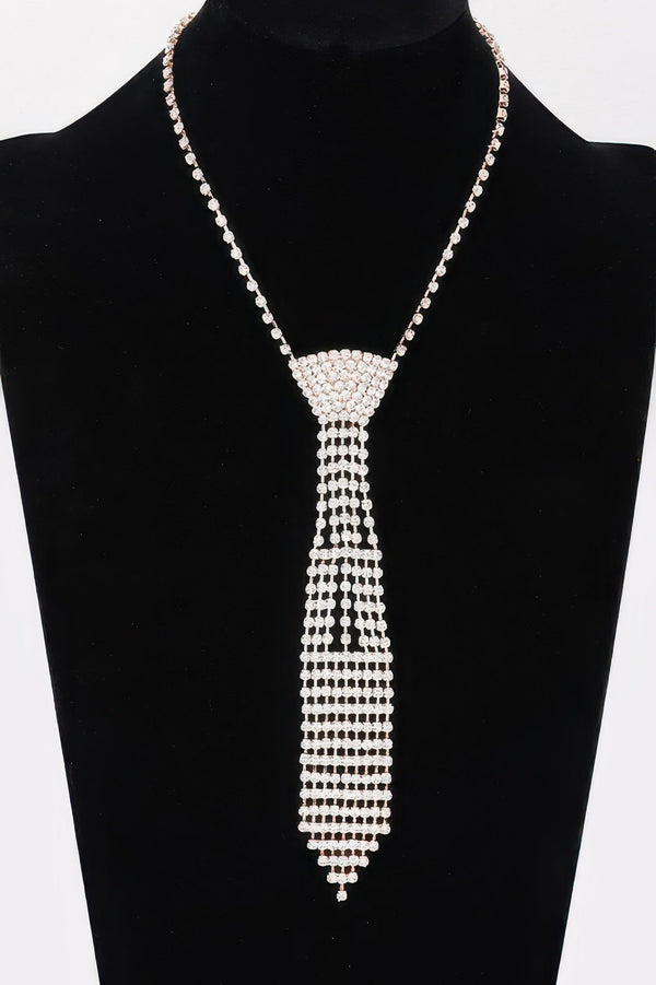 Rhinestone Necktie Necklace - | SmartBuyApparel