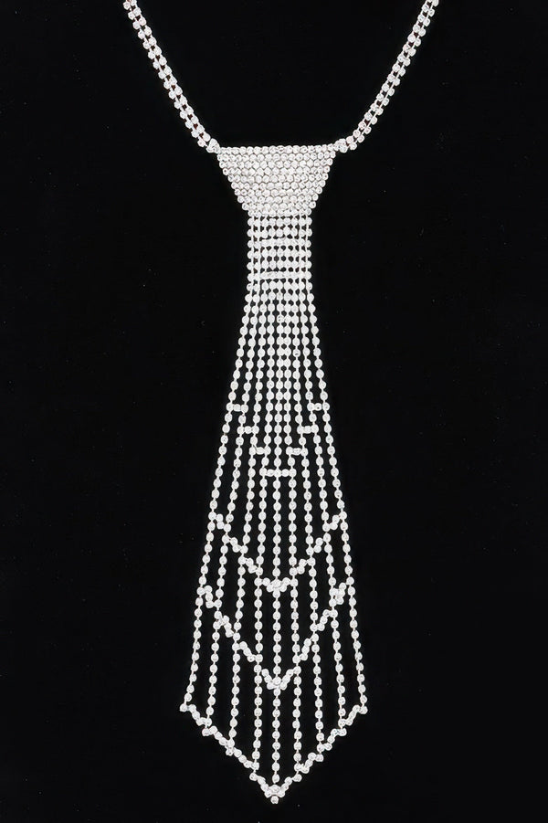 Rhinestone Necktie Necklace - | SmartBuyApparel