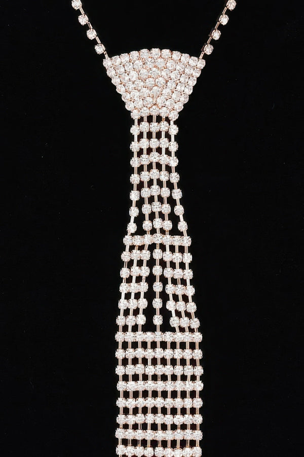 Rhinestone Necktie Necklace - | SmartBuyApparel