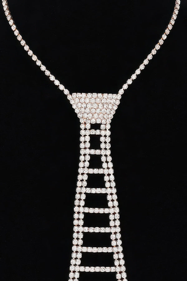 Rhinestone Necktie Necklace - | SmartBuyApparel