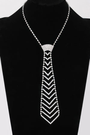 Rhinestone Necktie Necklace - | SmartBuyApparel