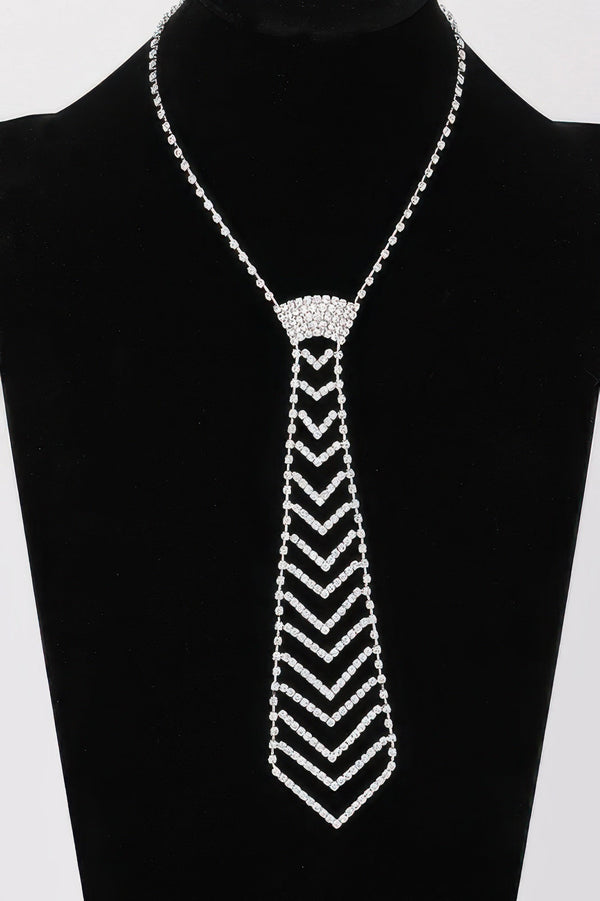 Rhinestone Necktie Necklace - | SmartBuyApparel